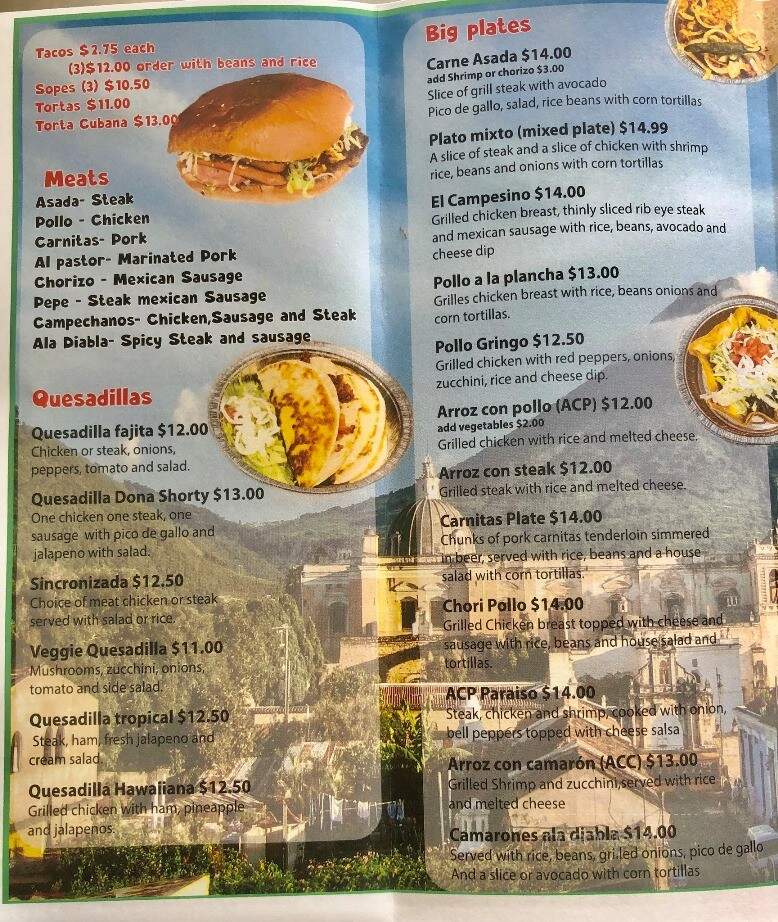 Tacos Paraiso - Pittsboro, NC menu_pic