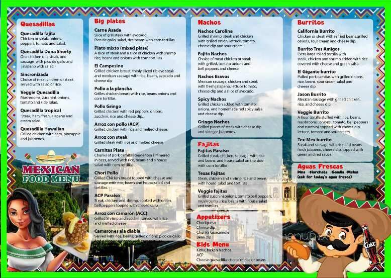 Tacos Paraiso - Pittsboro, NC menu_pic