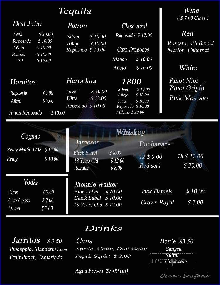 Ocean Seafood - Lindenhurst, IL menu_pic