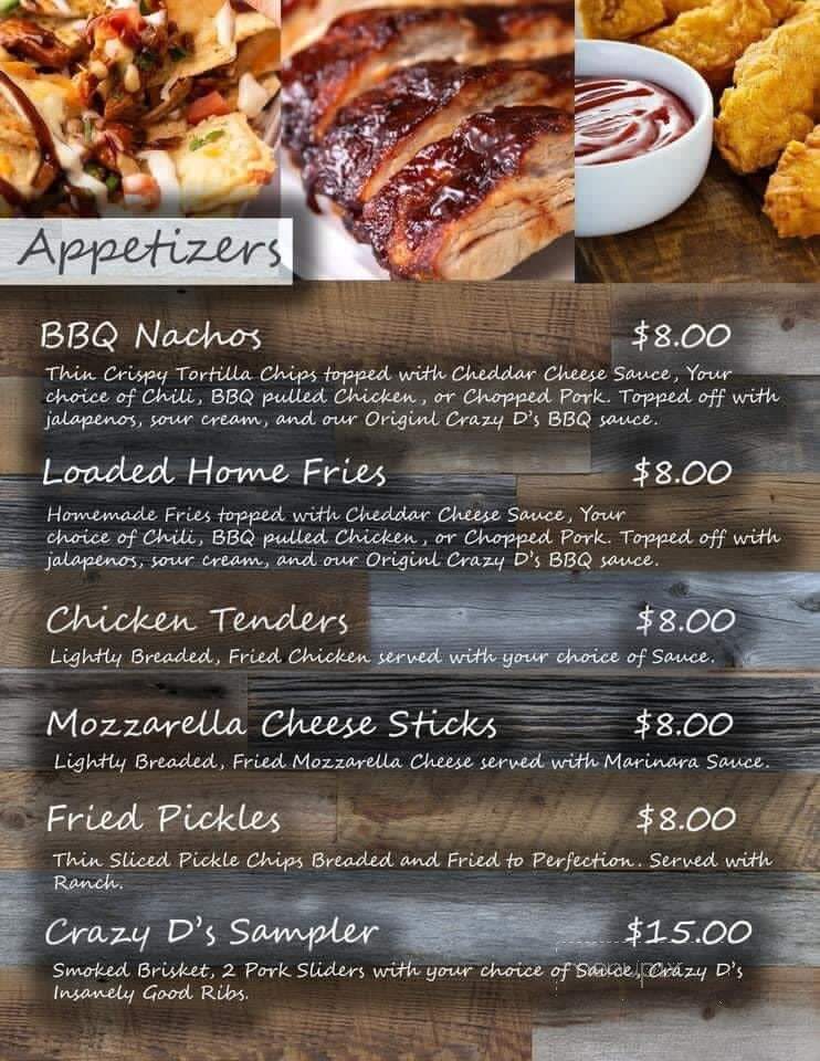Crazy D's BBQ and Southern Grill - Corryton, TN menu_pic