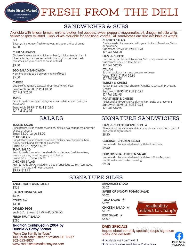 Graham's Market - Smyrna, DE menu_pic