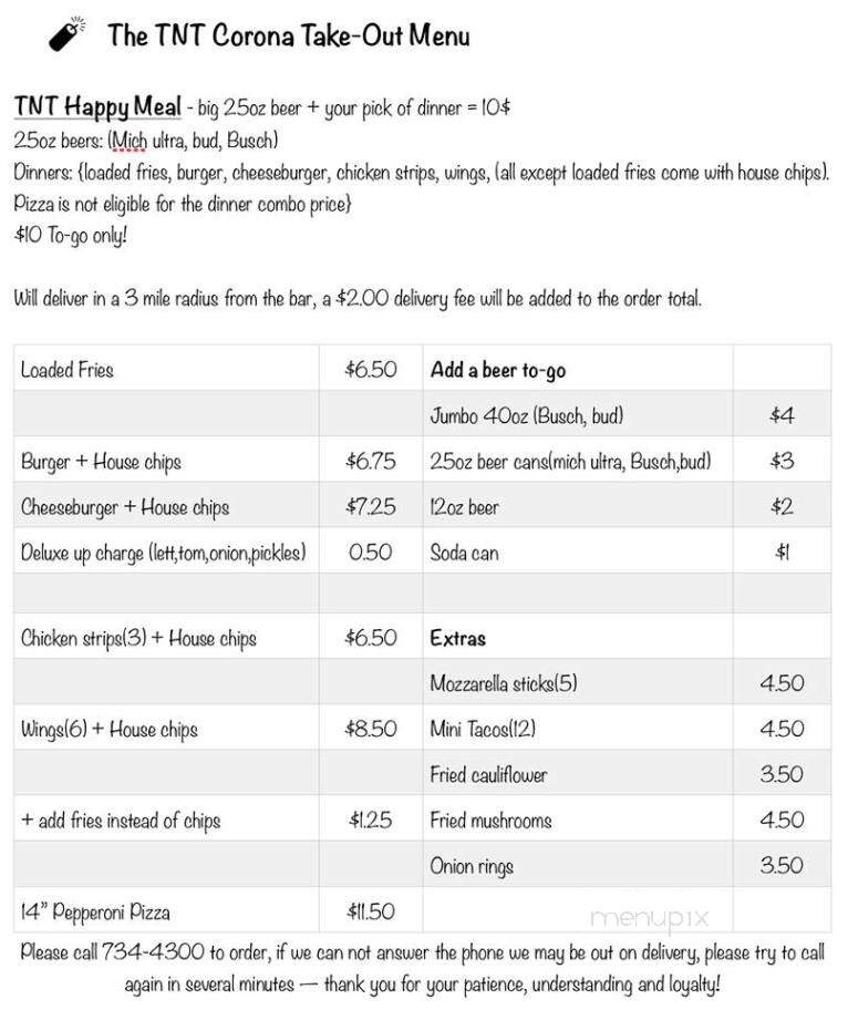 TNT - Rogers City, MI menu_pic