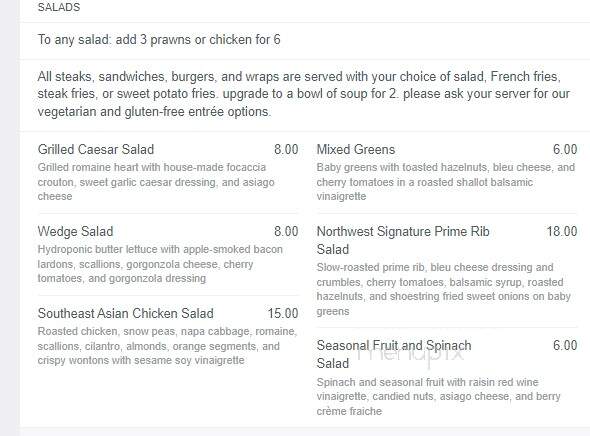Tony's Steakhouse - Yakima, WA menu_pic