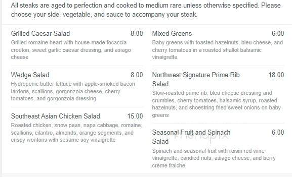 Tony's Steakhouse - Yakima, WA menu_pic