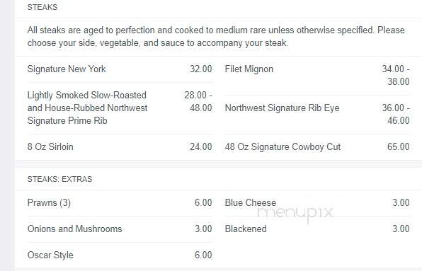 Tony's Steakhouse - Yakima, WA menu_pic