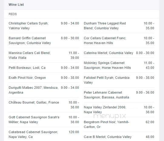 Tony's Steakhouse - Yakima, WA menu_pic