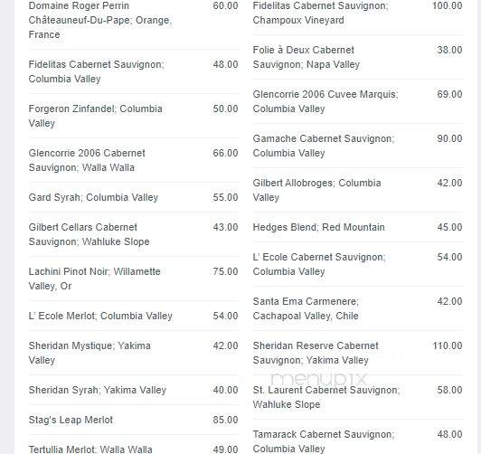 Tony's Steakhouse - Yakima, WA menu_pic