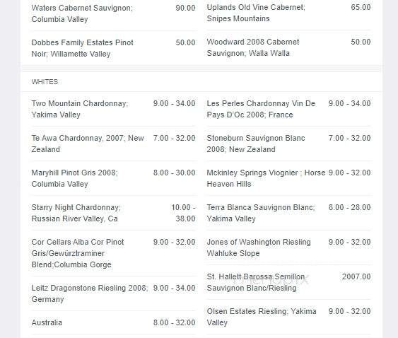 Tony's Steakhouse - Yakima, WA menu_pic