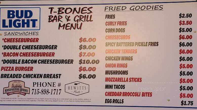 T-Bone Bar & Grill - Marshfield, WI menu_pic