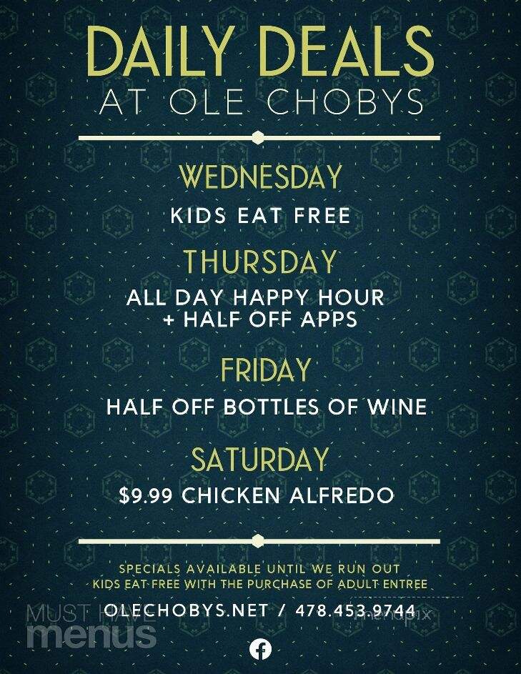 Choby's At Little River - Milledgeville, GA menu_pic