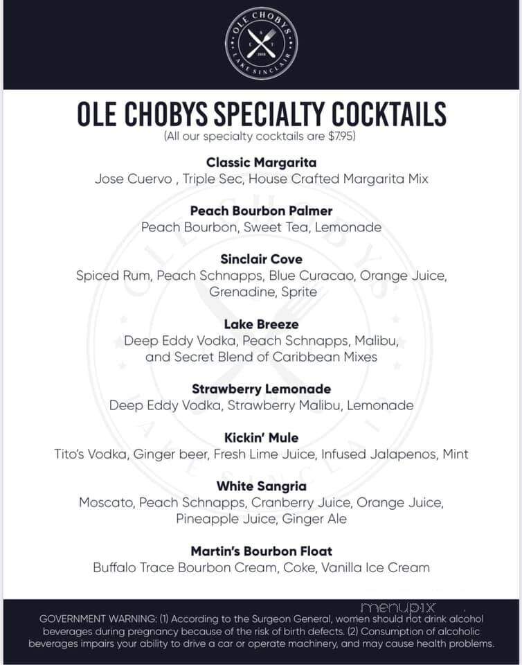 Choby's At Little River - Milledgeville, GA menu_pic