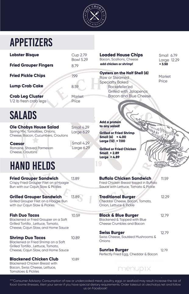 Choby's At Little River - Milledgeville, GA menu_pic