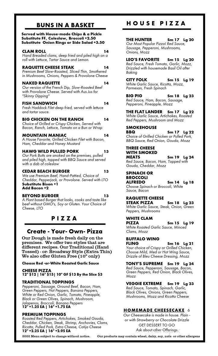Tonly Harpers Pizza & Clam - Raquette Lake, NY menu_pic