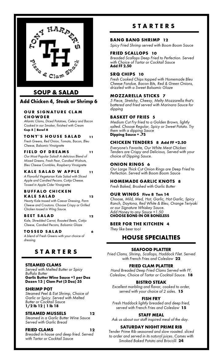 Tonly Harpers Pizza & Clam - Raquette Lake, NY menu_pic