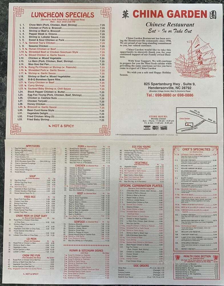 China Garden 2 - Hendersonville, NC menu_pic