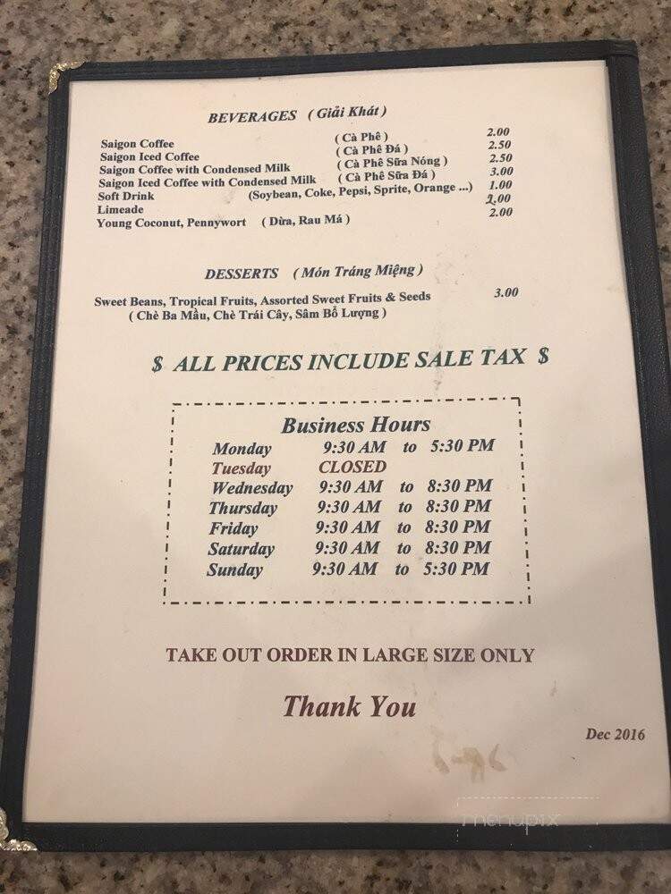 Little Saigon Restaurant - Harrisburg, PA menu_pic