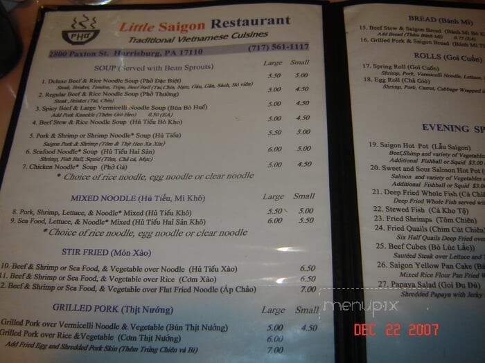 Little Saigon Restaurant - Harrisburg, PA menu_pic