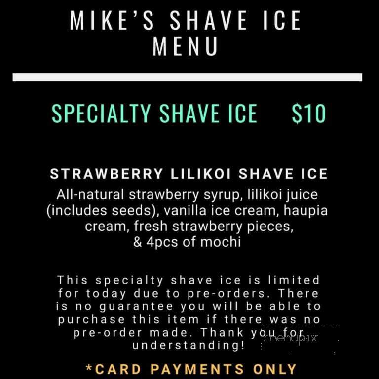 Mike's Shave Ice - Seattle, WA menu_pic