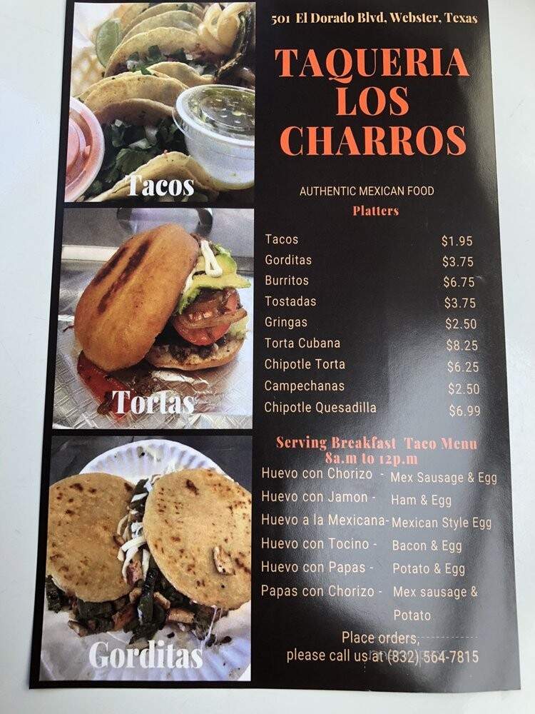 Taqueria Los Charros - Webster, TX menu_pic