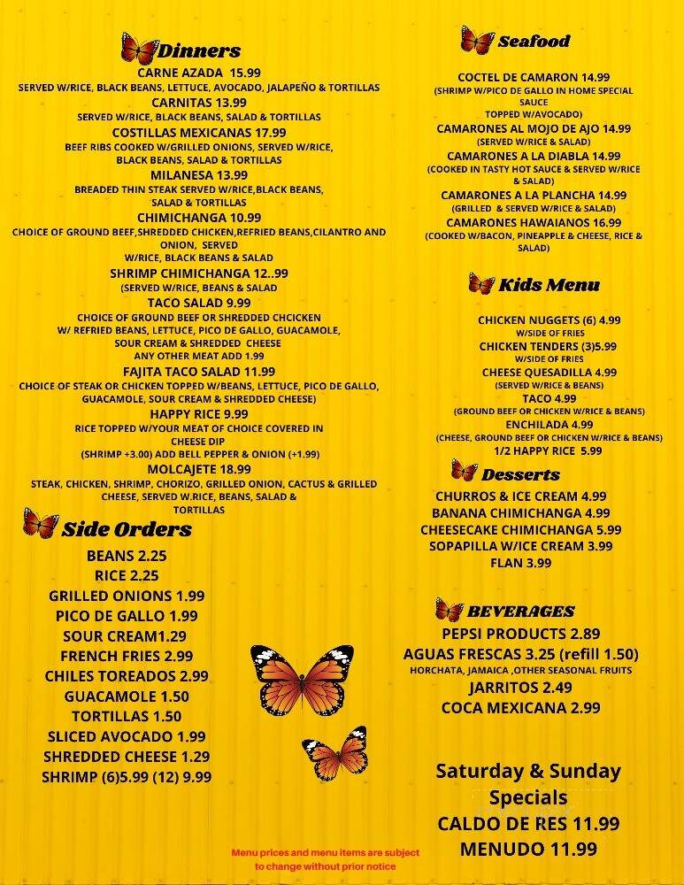 Taqueria Morelia and Mexican Grill - Portland, TN menu_pic