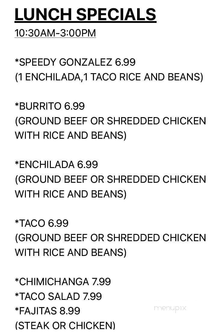 Taqueria Morelia and Mexican Grill - Portland, TN menu_pic