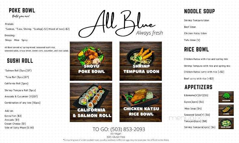 All Blue - Sandy, OR menu_pic