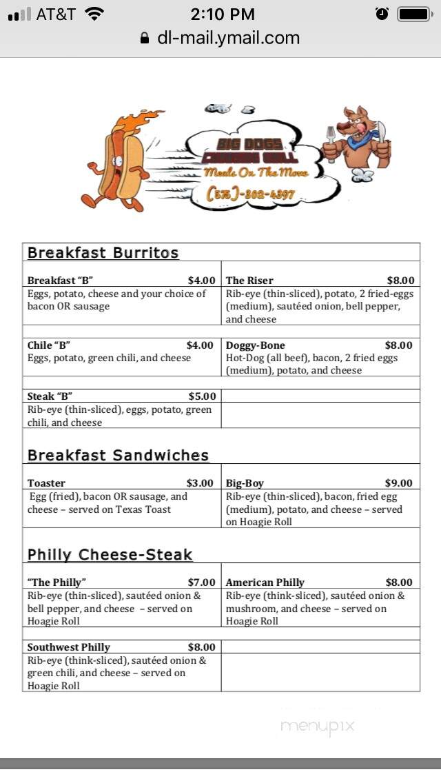 Big Dog's - Carlsbad, NM menu_pic