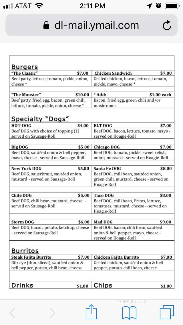 Big Dog's - Carlsbad, NM menu_pic