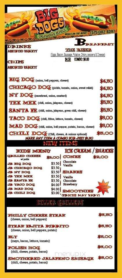 Big Dog's - Carlsbad, NM menu_pic