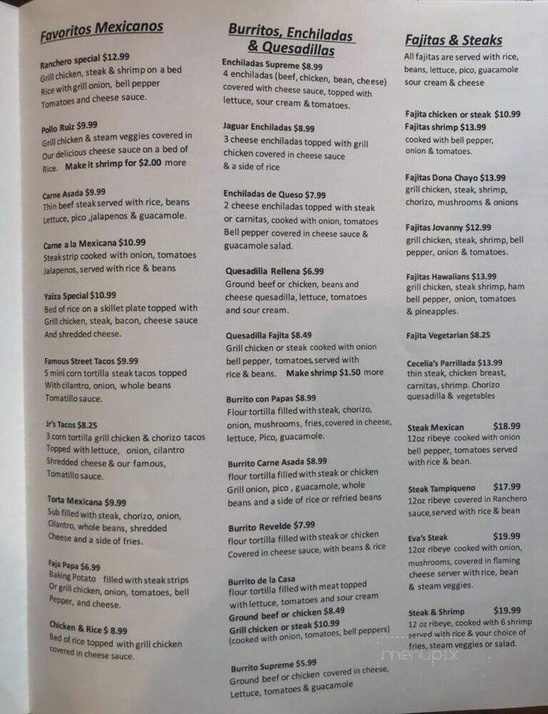 Jaguar Grill & Cafe - McCrory, AR menu_pic