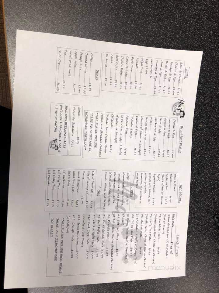 Mia's Cafe - Elmendorf, TX menu_pic
