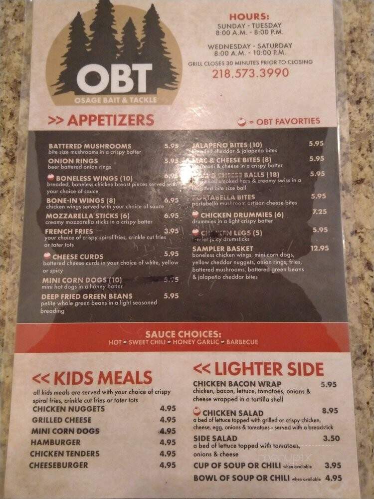 Osage Bait Tackle - Osage, MN menu_pic