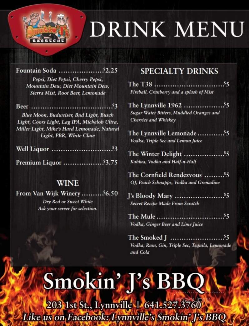 Lynnville's Smokin' J's BBQ - Lynnville, IA menu_pic