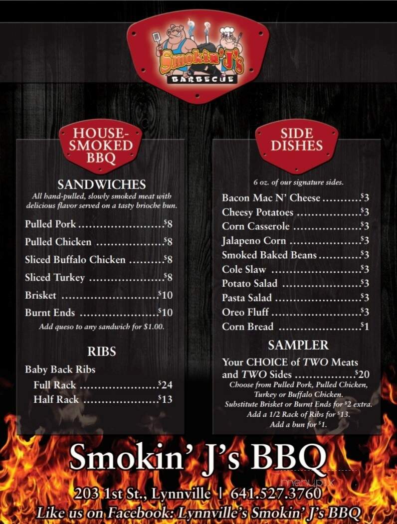 Lynnville's Smokin' J's BBQ - Lynnville, IA menu_pic