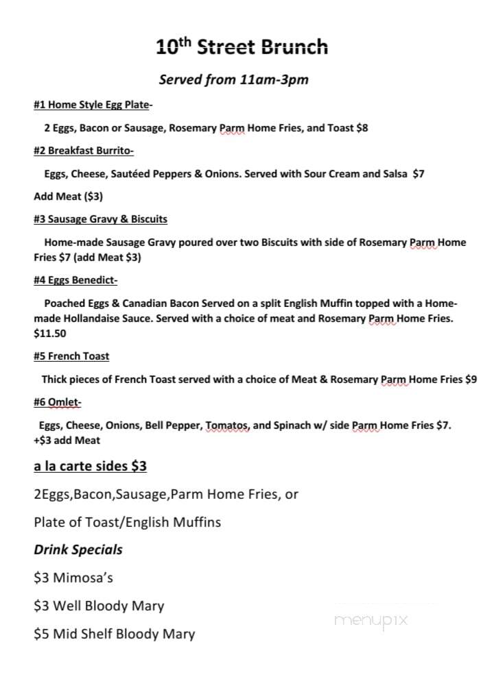 10th Street Bar and Grill - Surf City, NC menu_pic