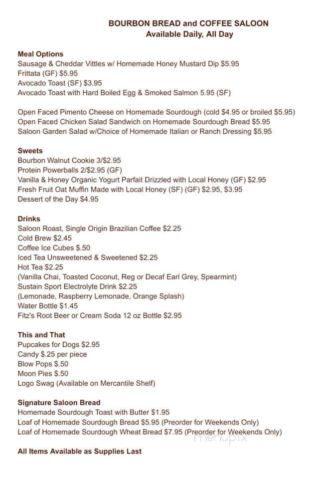 Bourbon Cafe and Coffee Saloon - Bourbon, MO menu_pic