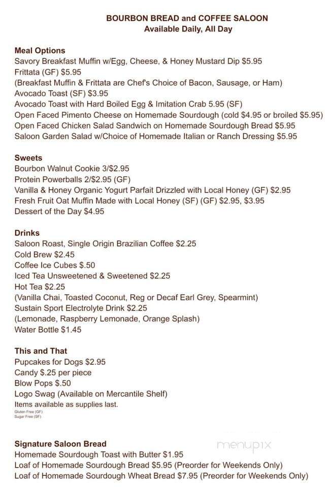 Bourbon Cafe and Coffee Saloon - Bourbon, MO menu_pic
