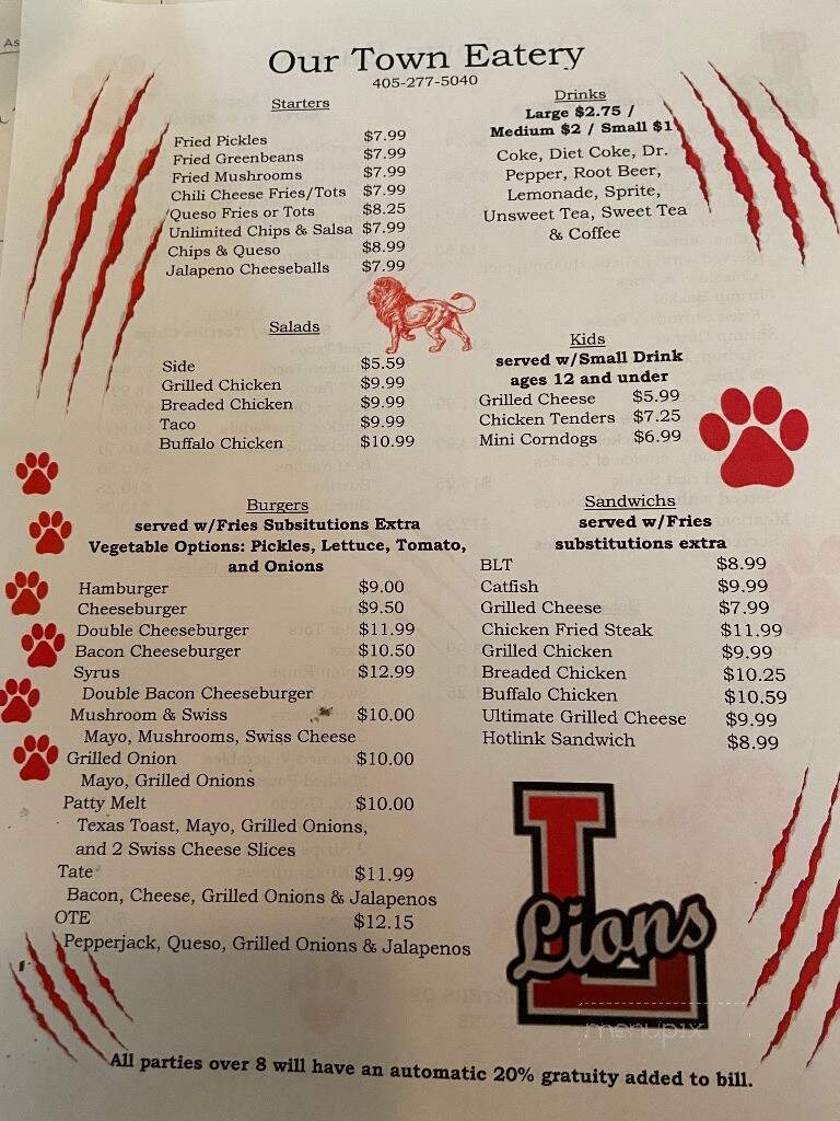 Our Town Eatery - Luther, OK menu_pic