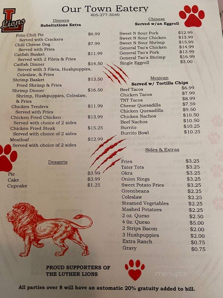 Our Town Eatery - Luther, OK menu_pic