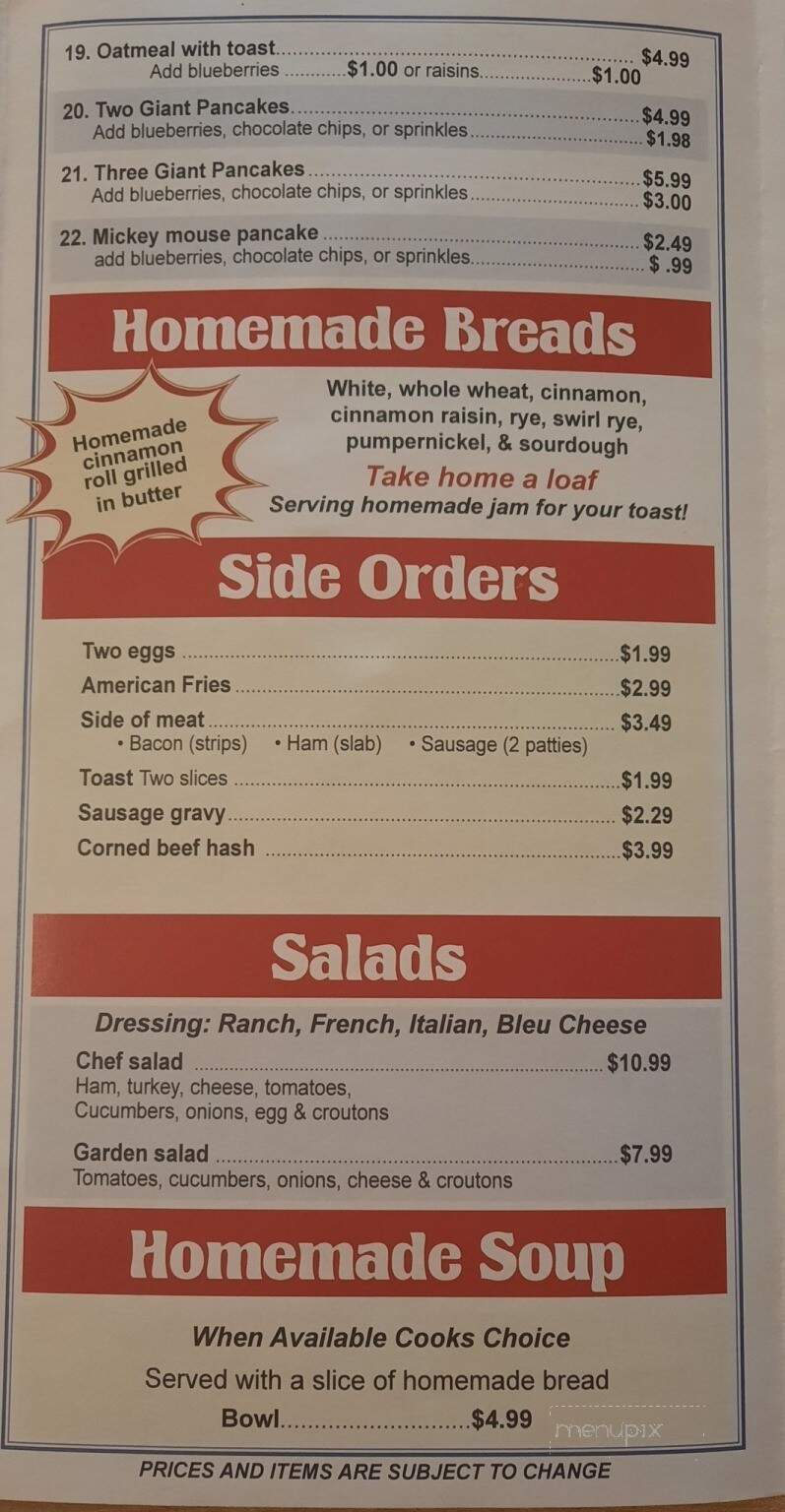 Tammy's Bakery & Cafe - Laingsburg, MI menu_pic