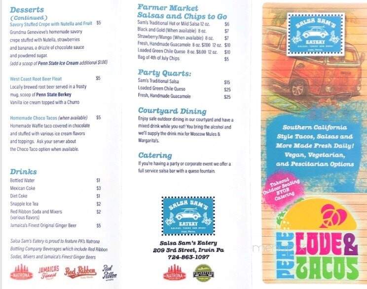 Salsa Sam's Eatery - Irwin, PA menu_pic