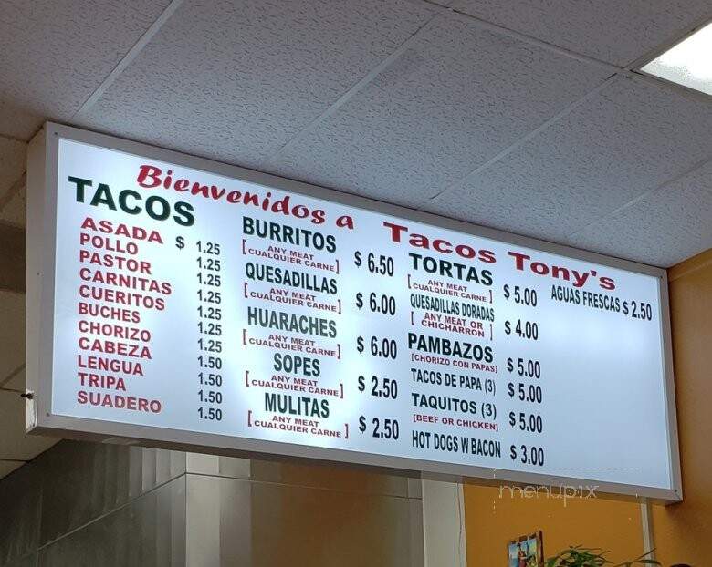 Tony's Tacos - Azusa, CA menu_pic