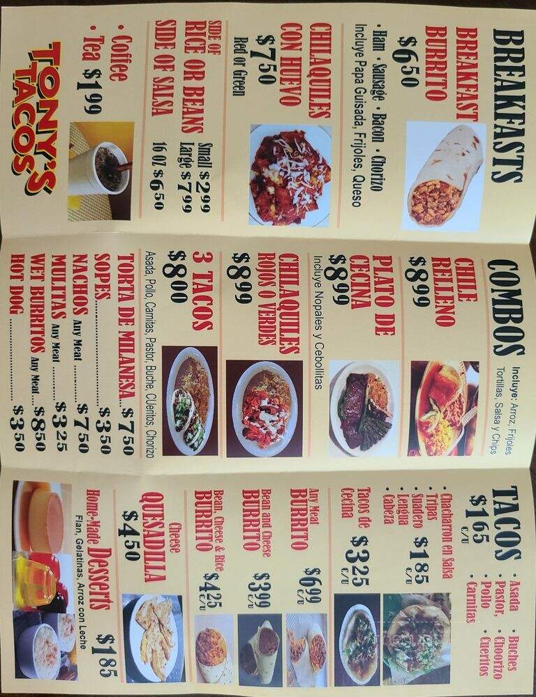 Tony's Tacos - Azusa, CA menu_pic