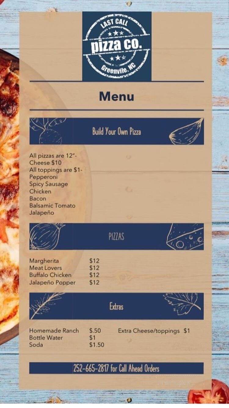Last Call Pizza - Greenville, NC menu_pic