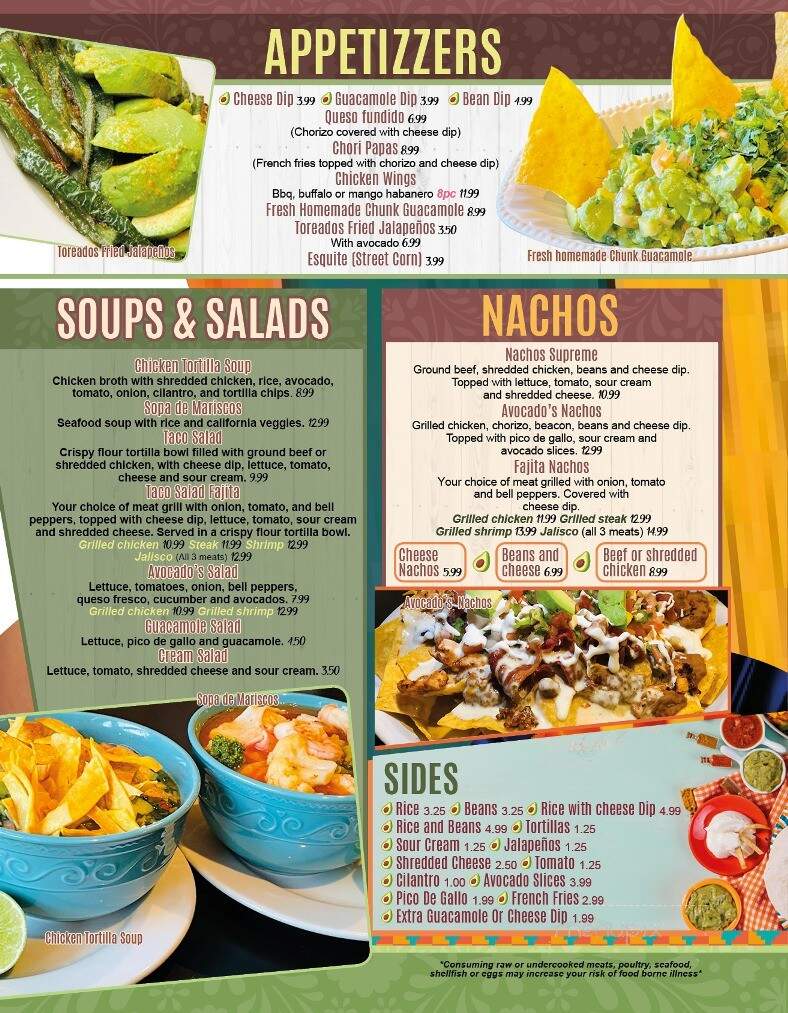 Avocados Mexican Grill - Wisconsin Rapids, WI menu_pic