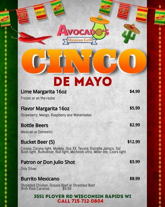Avocados Mexican Grill - Wisconsin Rapids, WI menu_pic