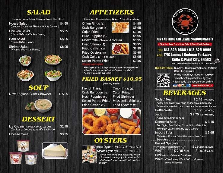 The Rolling Crab Seafood & Wings - Plant City, FL menu_pic