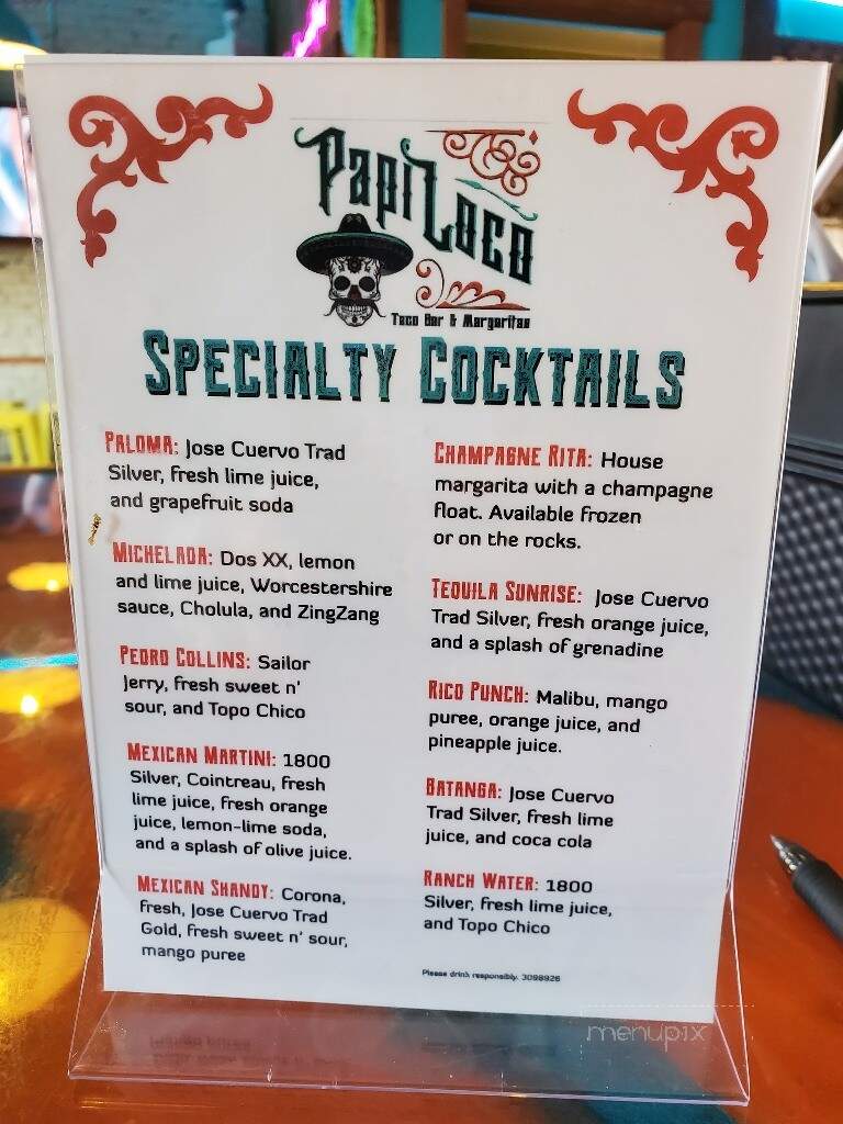 Papi Loco Taco Bar - Monroe, LA menu_pic