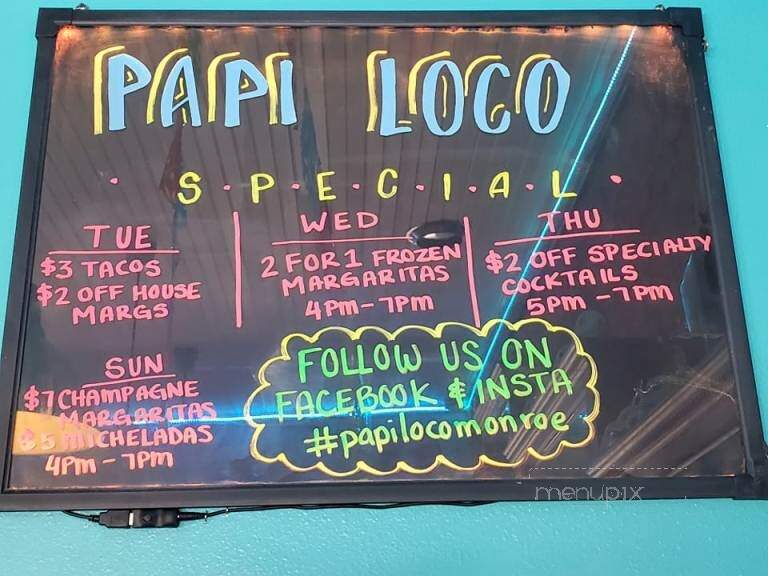Papi Loco Taco Bar - Monroe, LA menu_pic