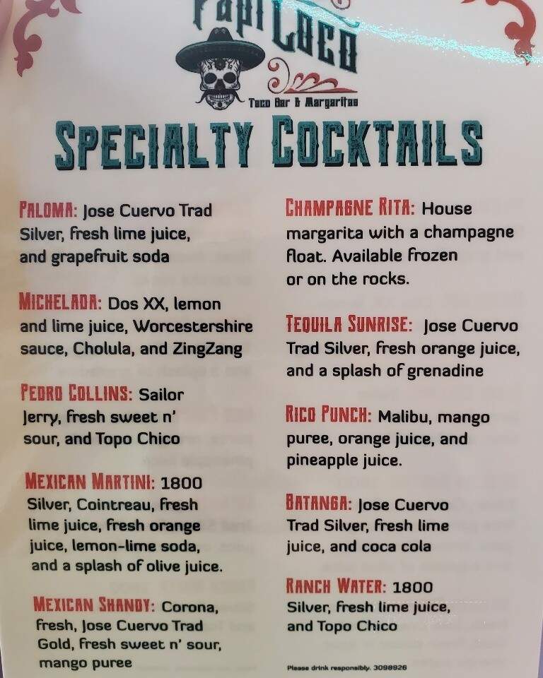 Papi Loco Taco Bar - Monroe, LA menu_pic